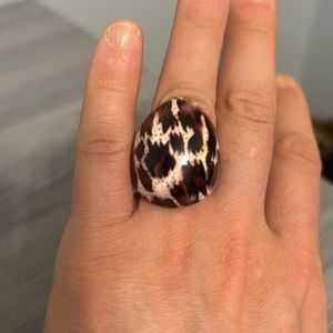 Vintage Lucite Ring,  Leopard Print, Size 6.5